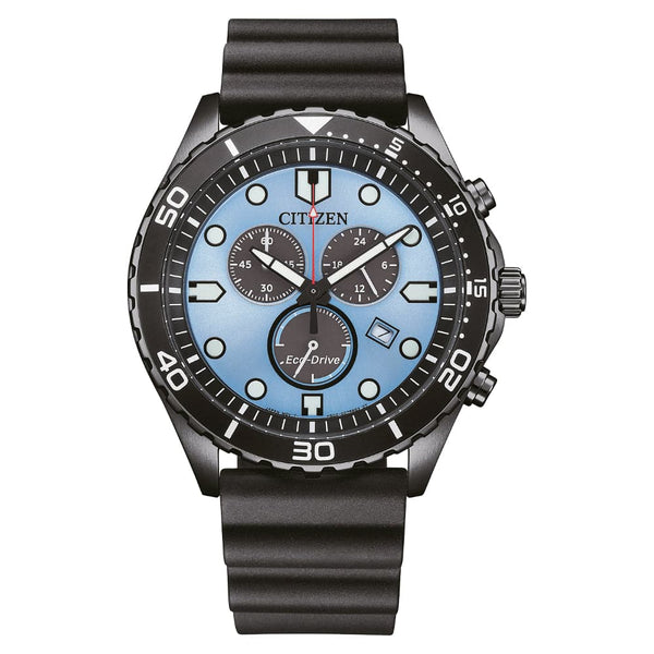 Citizen Eco-Drive Blue Dial Black Rubber Strap Men Watch AT2567-18L