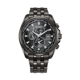 Citizen Eco-Drive Chronograph Black Stainless Steel Strap Men Watch AT9127-80E