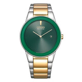 Citizen Eco-Drive Green Dial Two-Tone Stainless Steel Strap Men Watch AU1064-85X