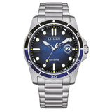 Citizen Eco-Drive Blue Dial Silver Stainless Steel Strap Men Watch AW1810-85L