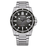 Citizen Eco-Drive Dark Grey Dial Silver Stainless Steel Strap Men Watch AW1816-89E