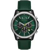 Armani Exchange Green Dial Leather Strap Men Watch AX1741