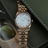 Aries Gold White Dial Gold Stainless Steel Strap Women Watch B 1069 RG-MP