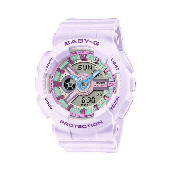 Casio Baby-G Digital-Analogue Purple Resin Strap Women Watch BA-110XPM-6ADR-P