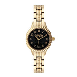 Beka & Bell Black Dial Gold Stainless Steel Strap Women Watch BB006-D