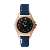 Beka & Bell Black Dial Blue Leather Strap Women Watch BB010-D