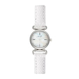 Beka & Bell Silver Dial White Leather Strap Women Watch BB016-B