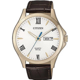 Citizen White Dial Brown Leather Strap Men Watch BF2023-01A