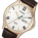 Citizen White Dial Brown Leather Strap Men Watch BF2023-01A