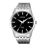 CITIZEN BI5000-87E BLACK DIAL STAINLESS STEEL BRACELET STRAP MEN'S WATCH