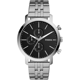 Fossil Chronograph Black Dial Silver Stainless Steel Strap Men Watch BQ2328P