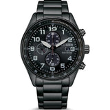 Citizen Eco-Drive Chronograph Black Stainless Steel Strap Men Watch CA0775-79E