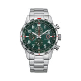 Citizen Eco-Drive Green Dial Silver Stainless Steel Strap Men Watch CA0791-81X