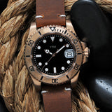 Outback Bronzite - CWH Collective Date Display Bronze Crazy Horse Leather Strap Men’s Automatic Watch CH-MOD-M14