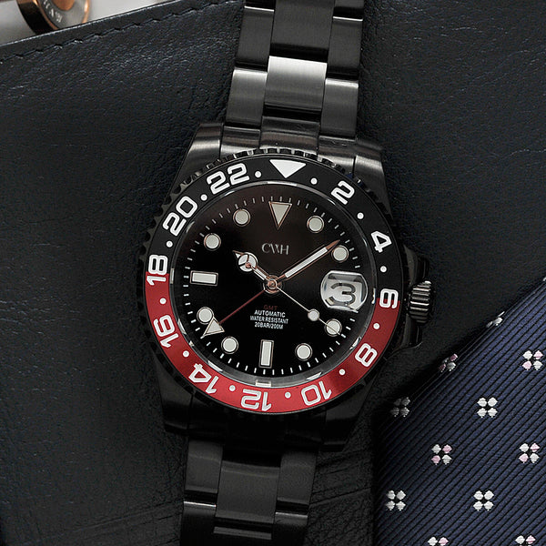 Obsidian Ember - CWH Collective GMT Master Date Display PVD Black Stainless Steel Men’s Automatic Watch CH-MOD-M20