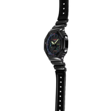 Casio G-Shock Black Glossy Resin Strap 200 Meter World Time Watch GA-2100RGB-1ADR