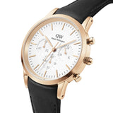 Daniel Wellington Chronograph Dial Black Leather Strap Men Watch DW00100646