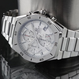 Casio Edifice Chronograph Silver Dial Silver Stainless Steel Strap Men Watch EFB-680D-7AVUDF