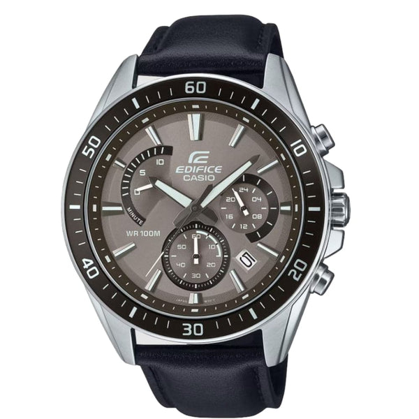 Casio Edifice Chronograph Black Leather Strap Men Watch EFR-552L-5AVUDF