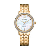 Citizen Mother of Pearl Dial Gold Tone Women's Watch EL3103-57D