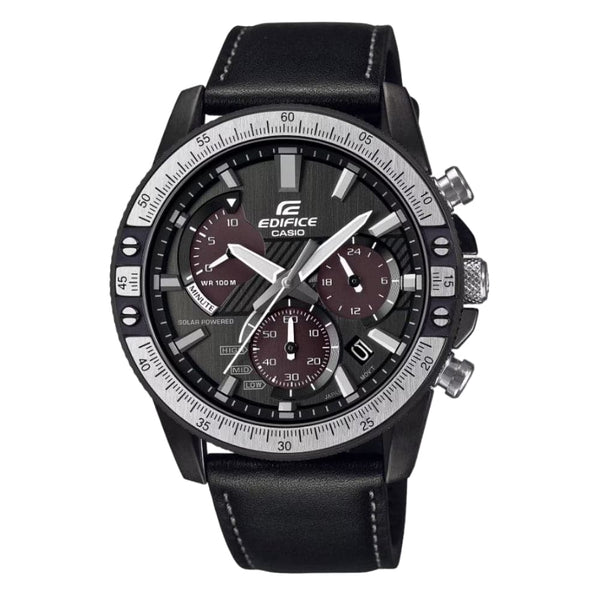 Casio Edifice Chronograph Black Dial Leather Strap Men Watch EQS-930TL-1AVUDF