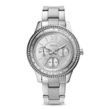 Fossil Chronograph Silver Dial Stainless Steel Strap Women Watch ES5108P