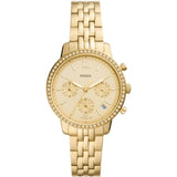 Fossil Chronograph Gold Dial Stainless Steel Strap Women Watch ES5219P