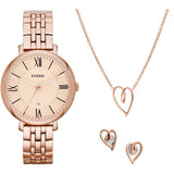 Fossil Jacqueline Rose Gold Necklace & Watch Set ES5252SETP