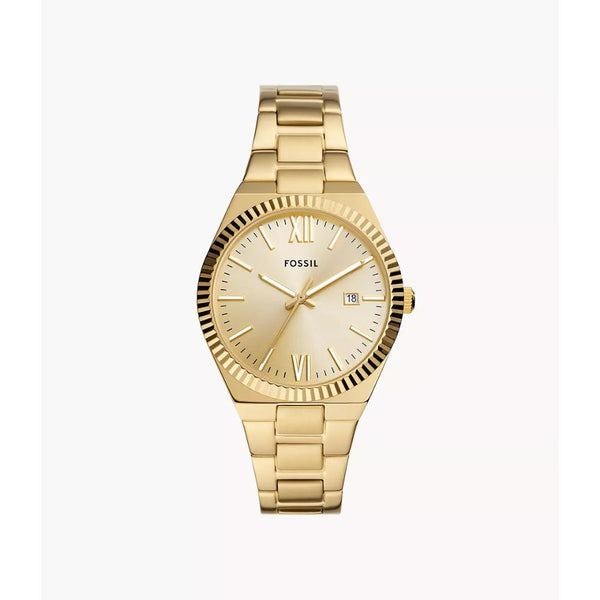 Fossil Scarlette Date Display Gold Tone Stainless Steel Women's Watch ES5299P