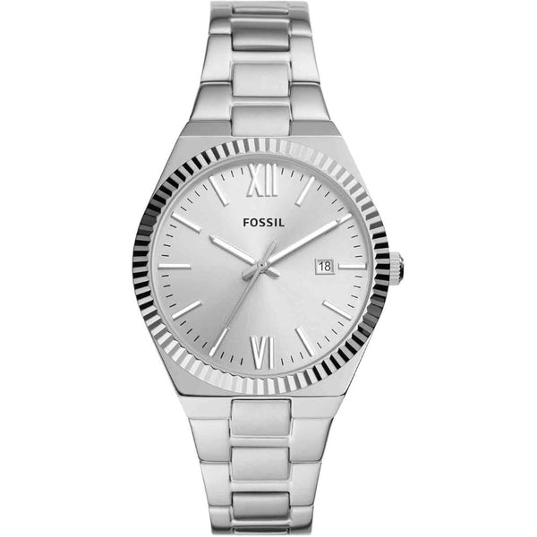 Fossil Scarlette Date Display Silver Tone Stainless Steel Women's Watch ES5300P