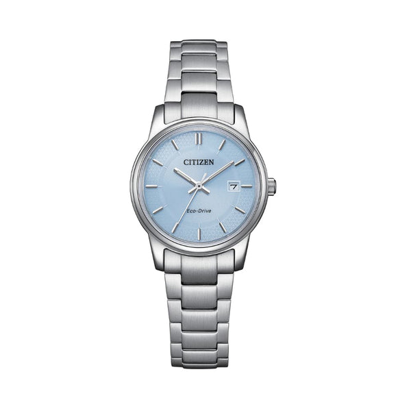 Citizen Eco-Drive Blue Dial Silver Stainless Steel Strap Women Watch EW2318-73L