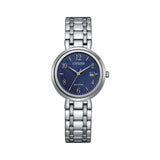 Citizen Eco-Drive Blue Dial Silver Stainless Steel Strap Women Watch EW2690-81L