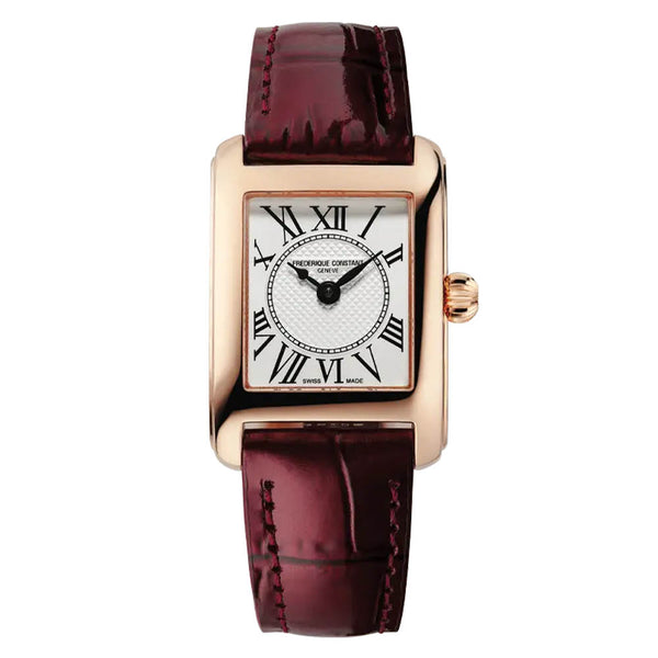 Frederique Constant Carrée Burgundy Leather Strap Women's Watch FC-200MC14