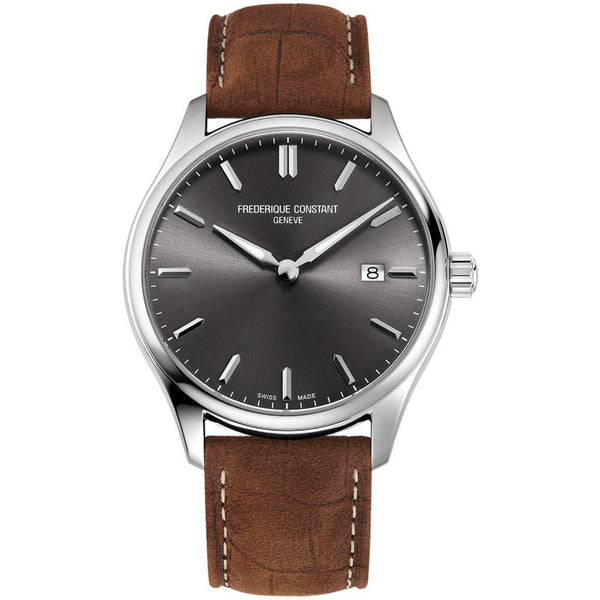 Frederique Constant Classics Quartz Brown Leather Strap Men's Watch FC-220DGS5B6