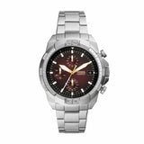 Fossil Bronson Chronograph Silver Tone Stainless Steel Men's Watch FS5878P