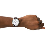 Fossil Tree Hands White DIal An Brown Leather Strap Men Watch FS5905