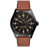 Fossil Defender Black Dial Brown Leather Strap Men Watch FS5978