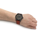 Fossil Defender Black Dial Brown Leather Strap Men Watch FS5978