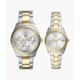 Fossil Silver Dial Two-Tone Stainless Steel Strap Unisex Watch FS5987SET