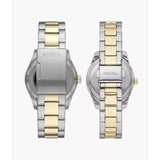 Fossil Silver Dial Two-Tone Stainless Steel Strap Unisex Watch FS5987SET