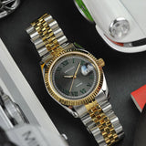 Aries Gold Black Dial Silver Stainless Steel Strap Women Watch G 1068 Series