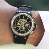 ARIES GOLD CHRONOGRAPH BLACK HIGH-TECH SILICON STRAP MEN WATCH G 7016 BKG-BKG