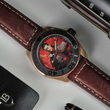 AG Collective The Regal San Guo Series Red Dial Leather Strap Men Watch G 8040 SAN-REG