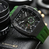 AG Collective Black Dial Green Silicon Strap Men Watch G 8047 BK-BKGN