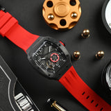 AG Collective Black Dial Red Silicone Strap Men Watch G 8047 BK-BKR