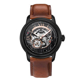 Aries Gold El Toro Black Skeleton Dial Brown Leather Strap Men Watch G 9005A BK-BK