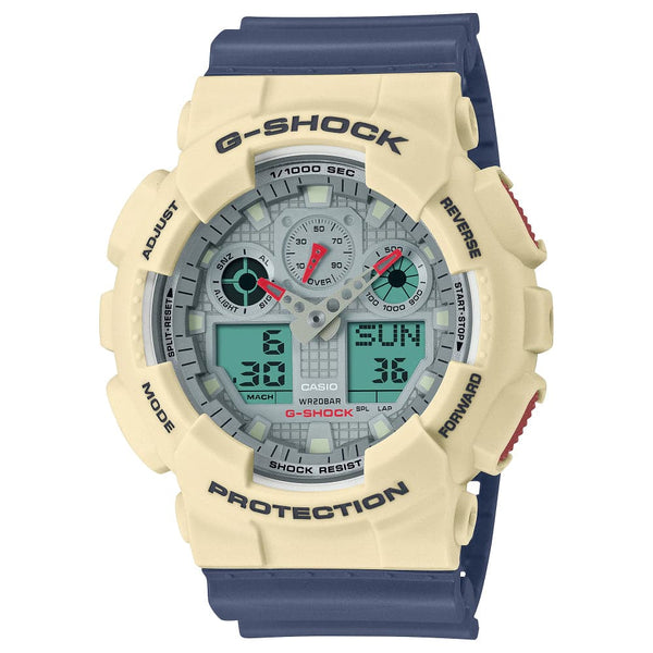 Casio G-Shock Digital-Analogue Blue Resin Strap Men Watch GA-100PC-7A2DR