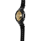 Casio G-Shock Gold Dial Black Resin Strap Men Watch GA-2100GB-1ADR-P