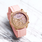 Guess Sparkling Dial Pink Silicone Strap Women Watch GW0032L4