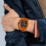 Guess Multifunction Black Dial Orange Silicone Strap Men Watch GW0203G10